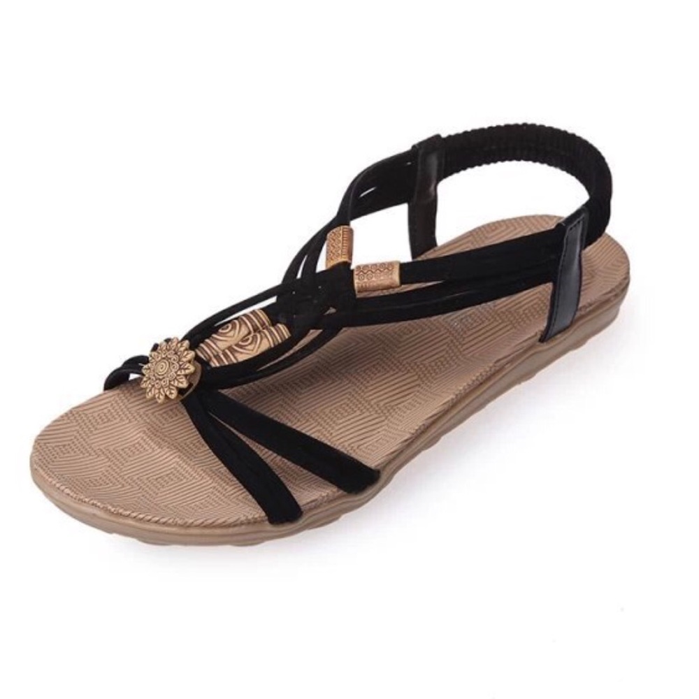 ❤️LAST ONE❤️ Black Boho Beaded Sandal Flats